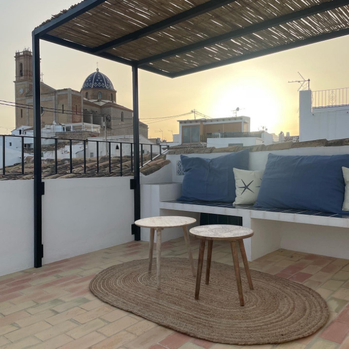 terraza al atardecer