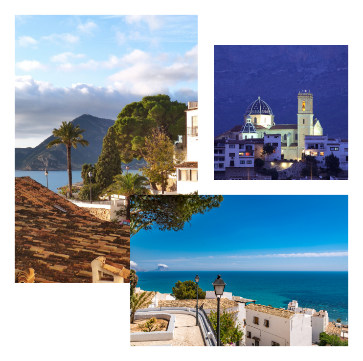 collage de playas y catedral